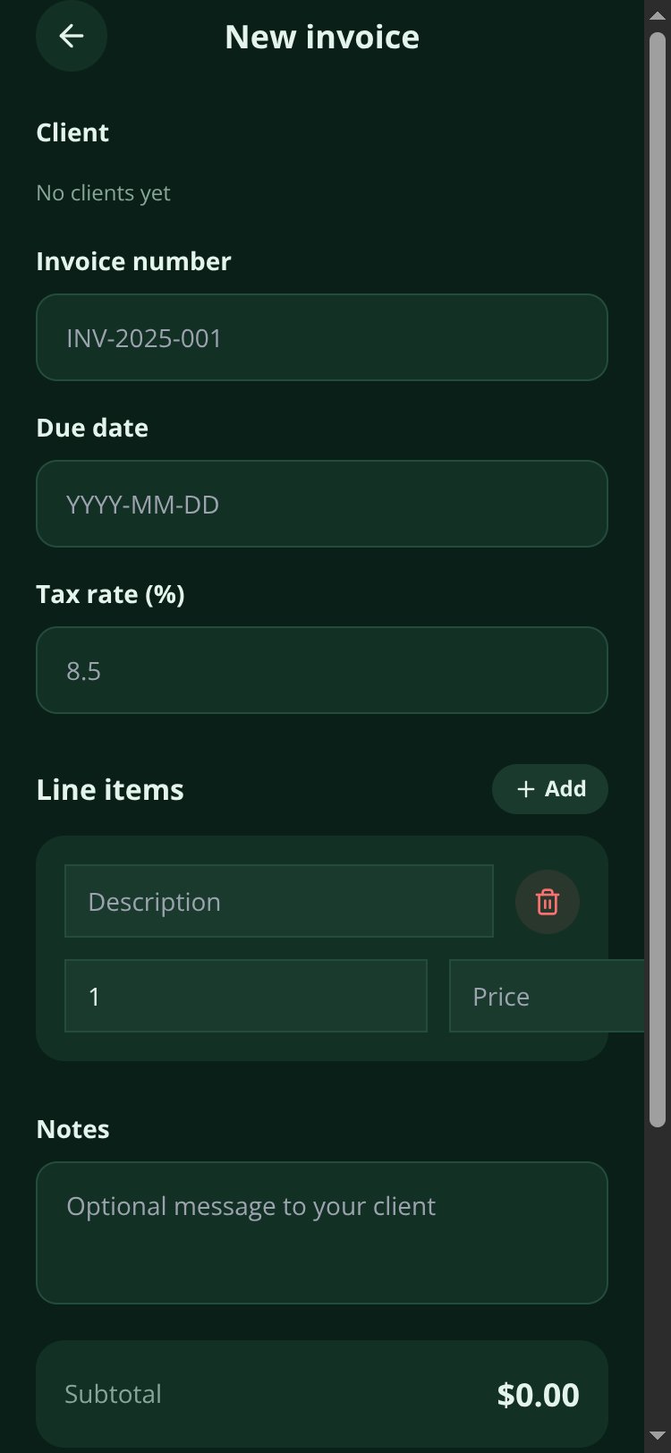 Invoice screen 5