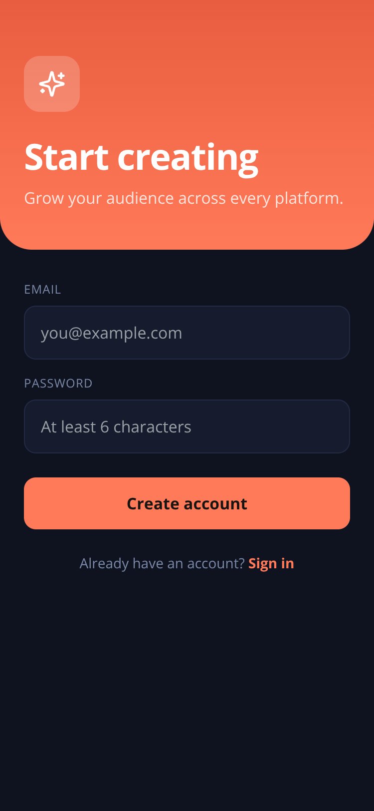 CreatorOS screen 2