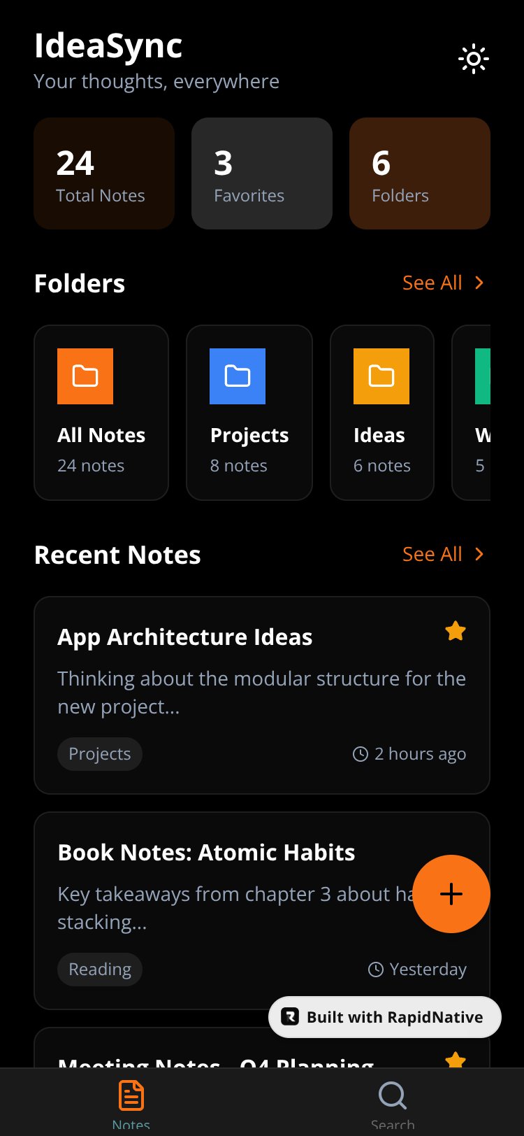 IdeaSync screen 1