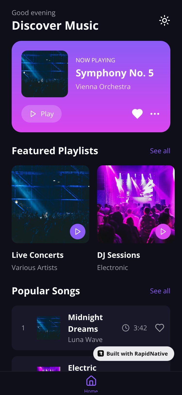 MusicApp screen 1