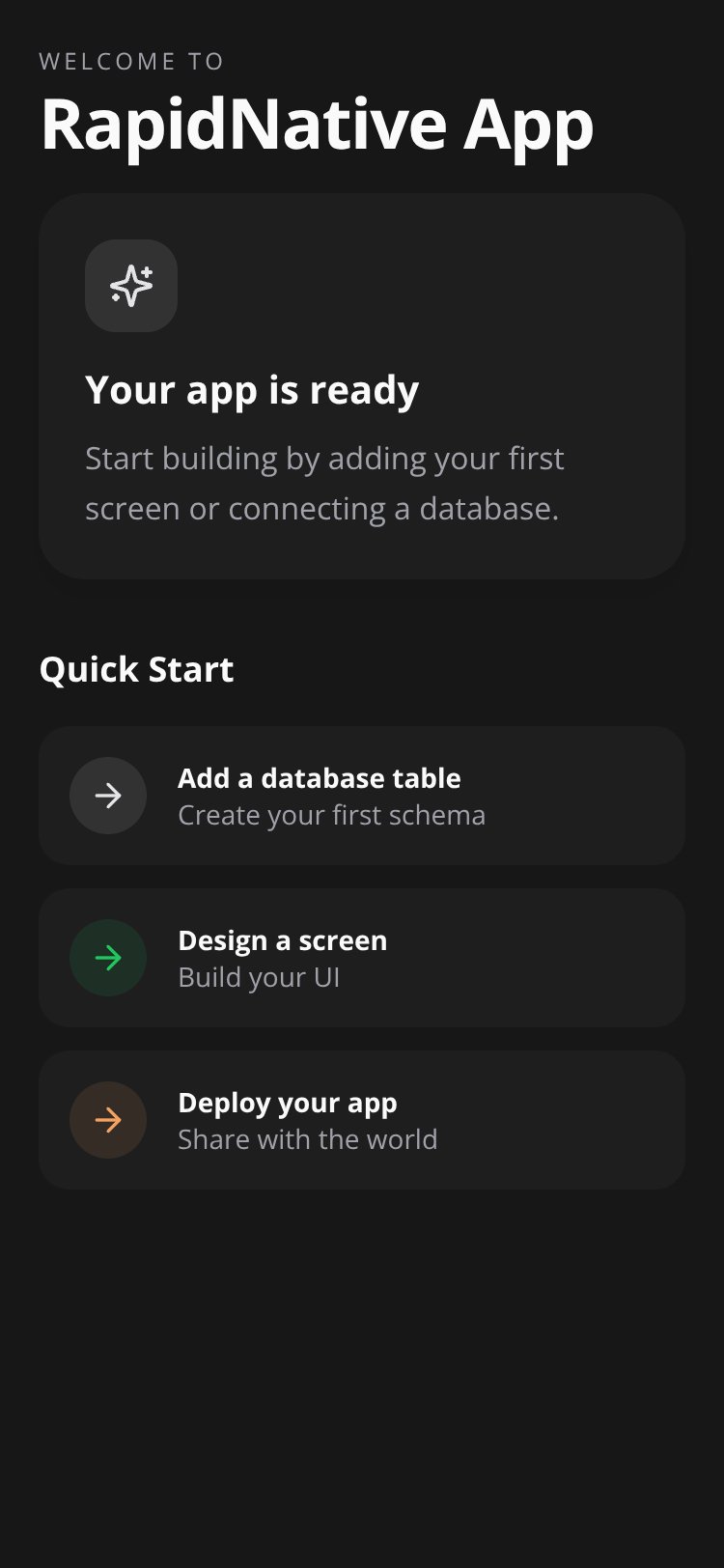 RapidNative App screen 1