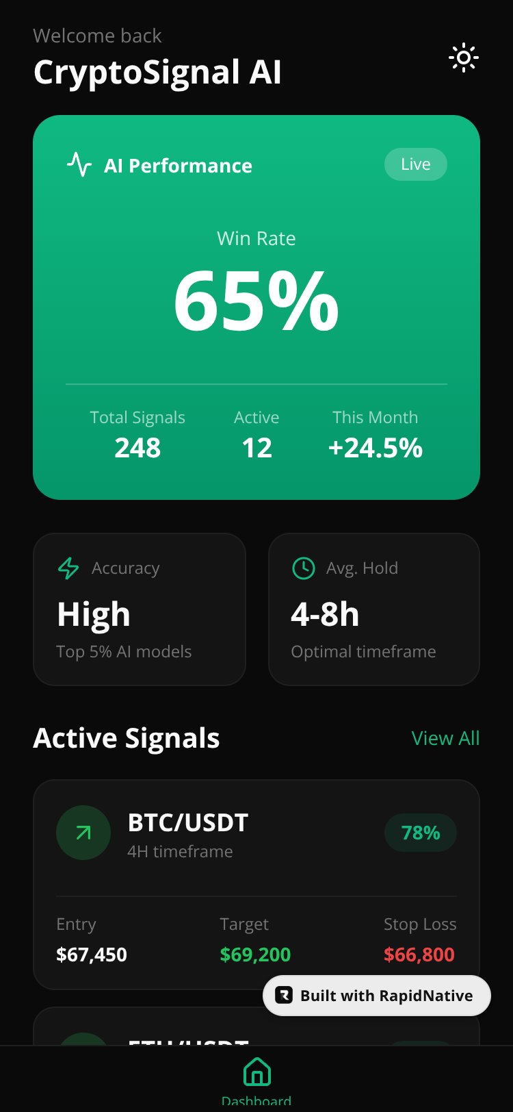 CryptoSignal AI screen 1