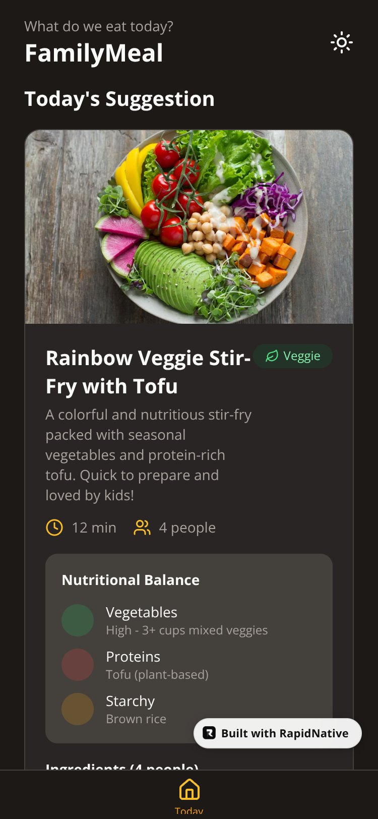 FamilyMeal screen 2