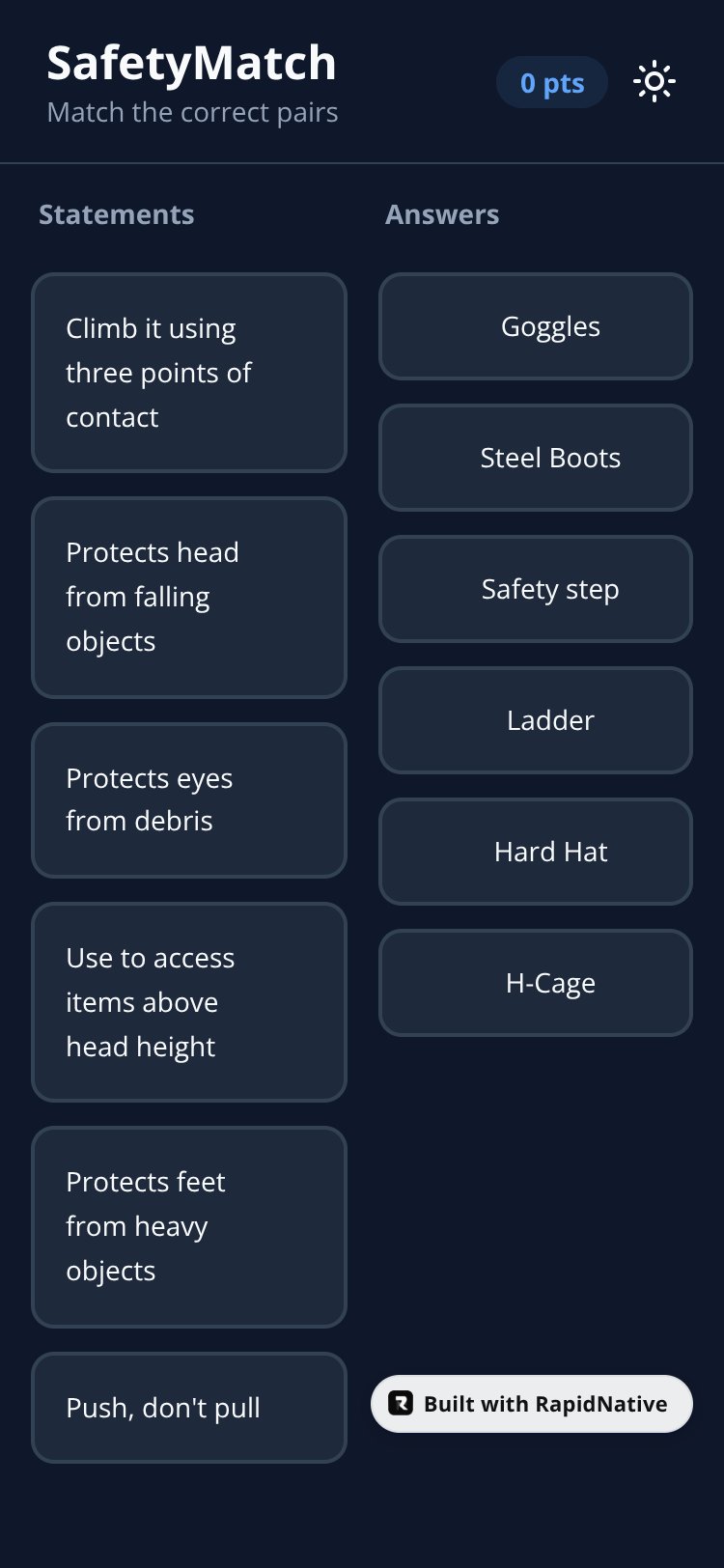 SafetyMatch screen 1