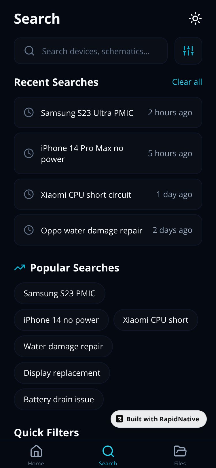 RepairCore screen 1