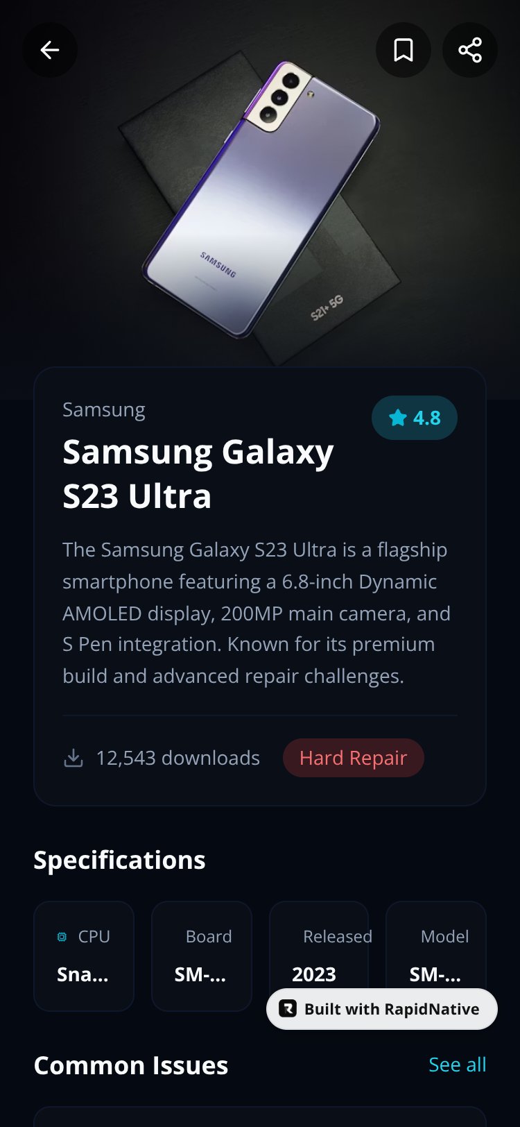 RepairCore screen 2