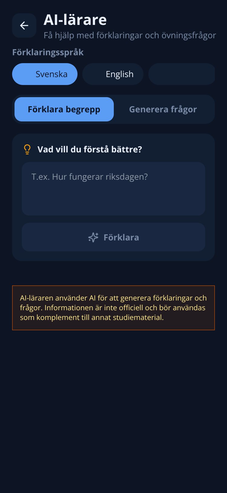 Medborgarskapsprovet screen 1