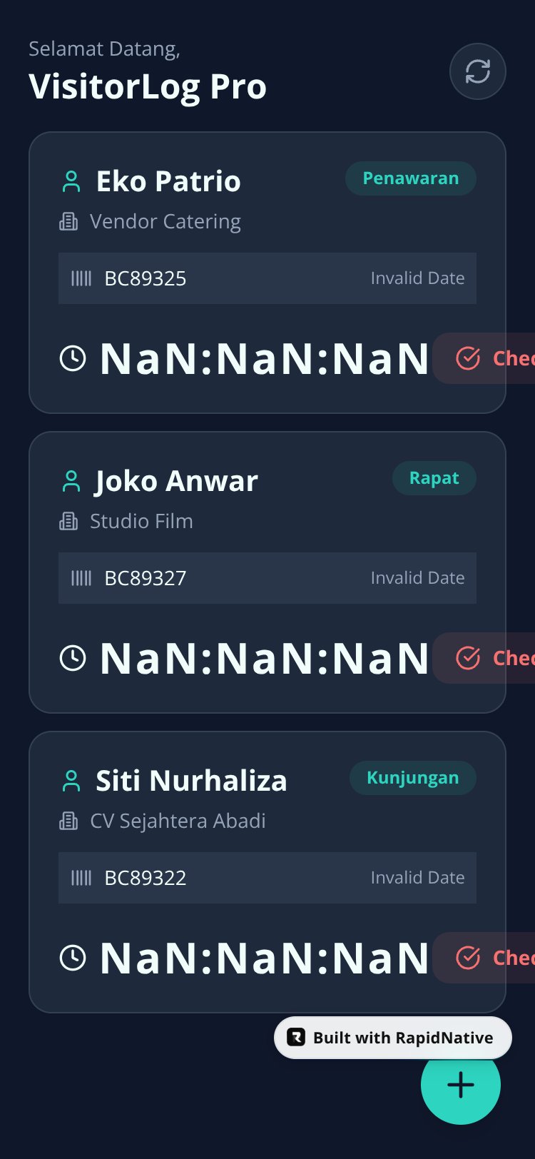 VisitorLog Pro screen 1