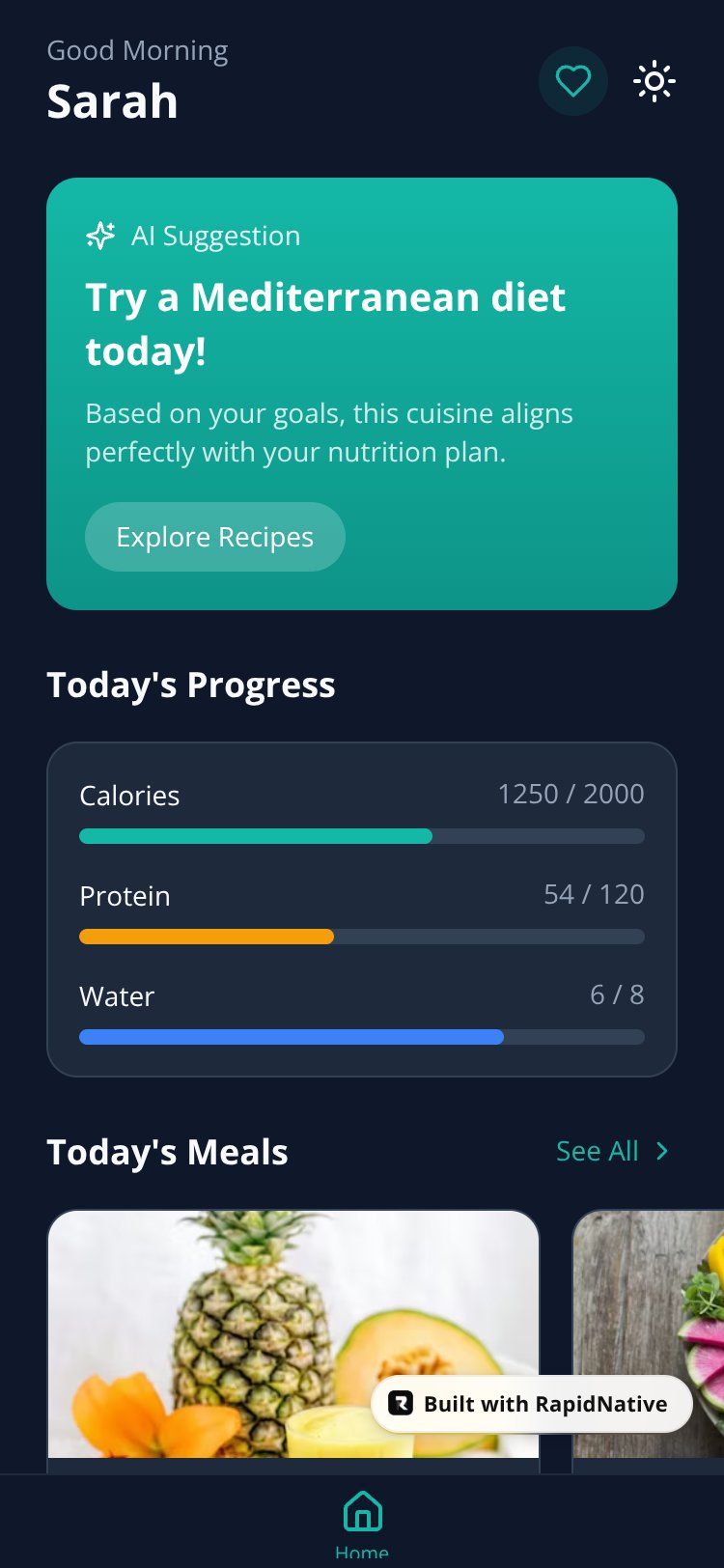 NutriGuide AI screen 1