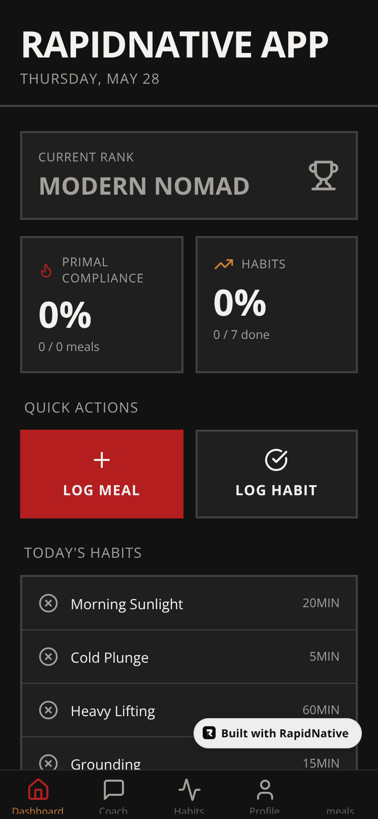 RapidNative App screen 1