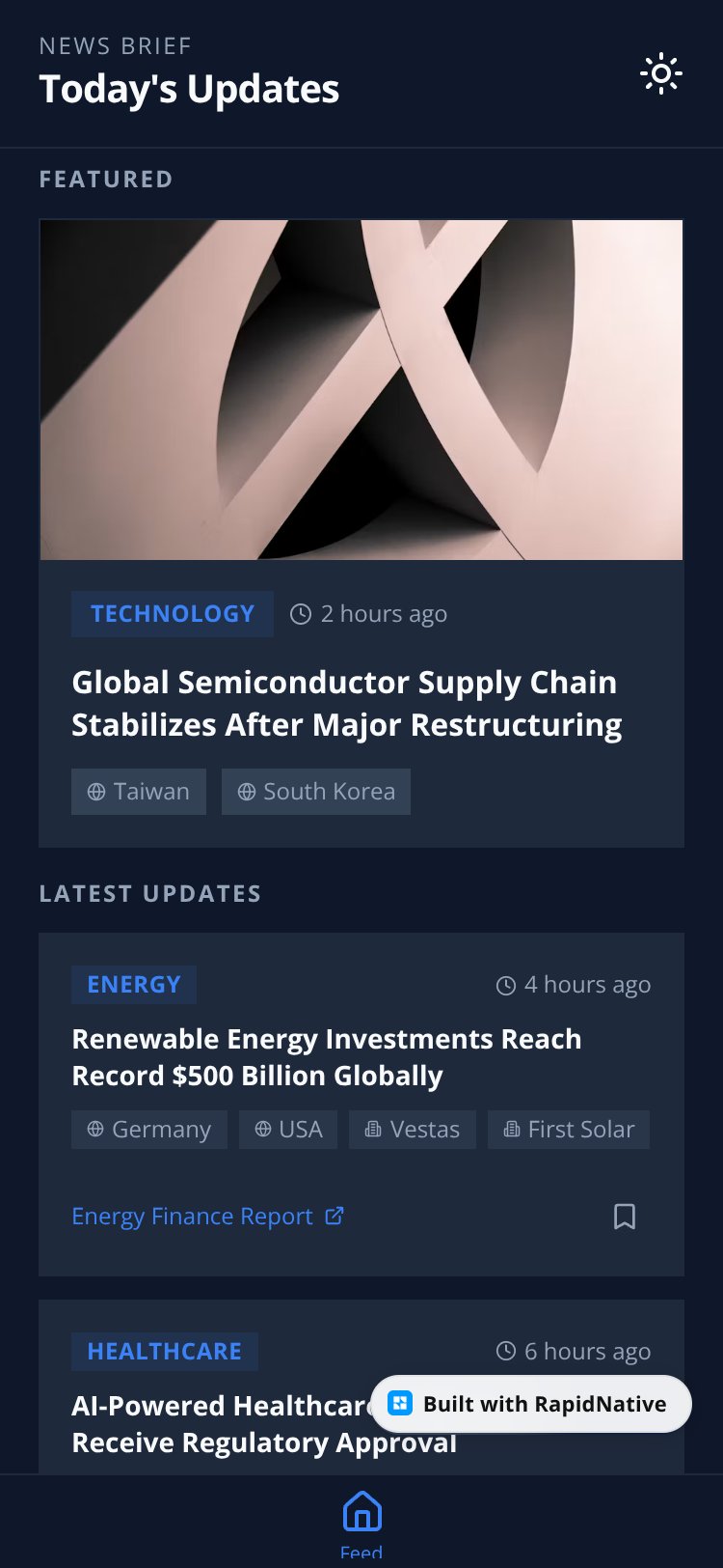 NewsFeed screen 1