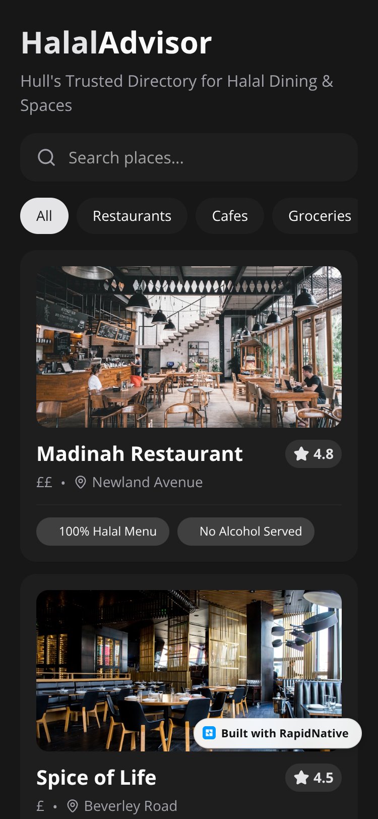 RapidNative App screen 3