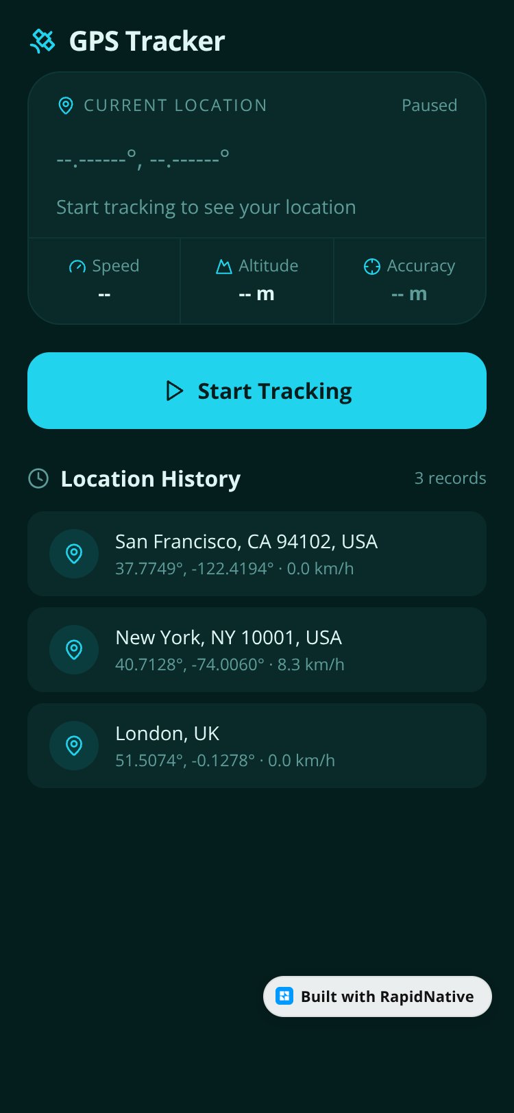 GPS Tracker screen 1