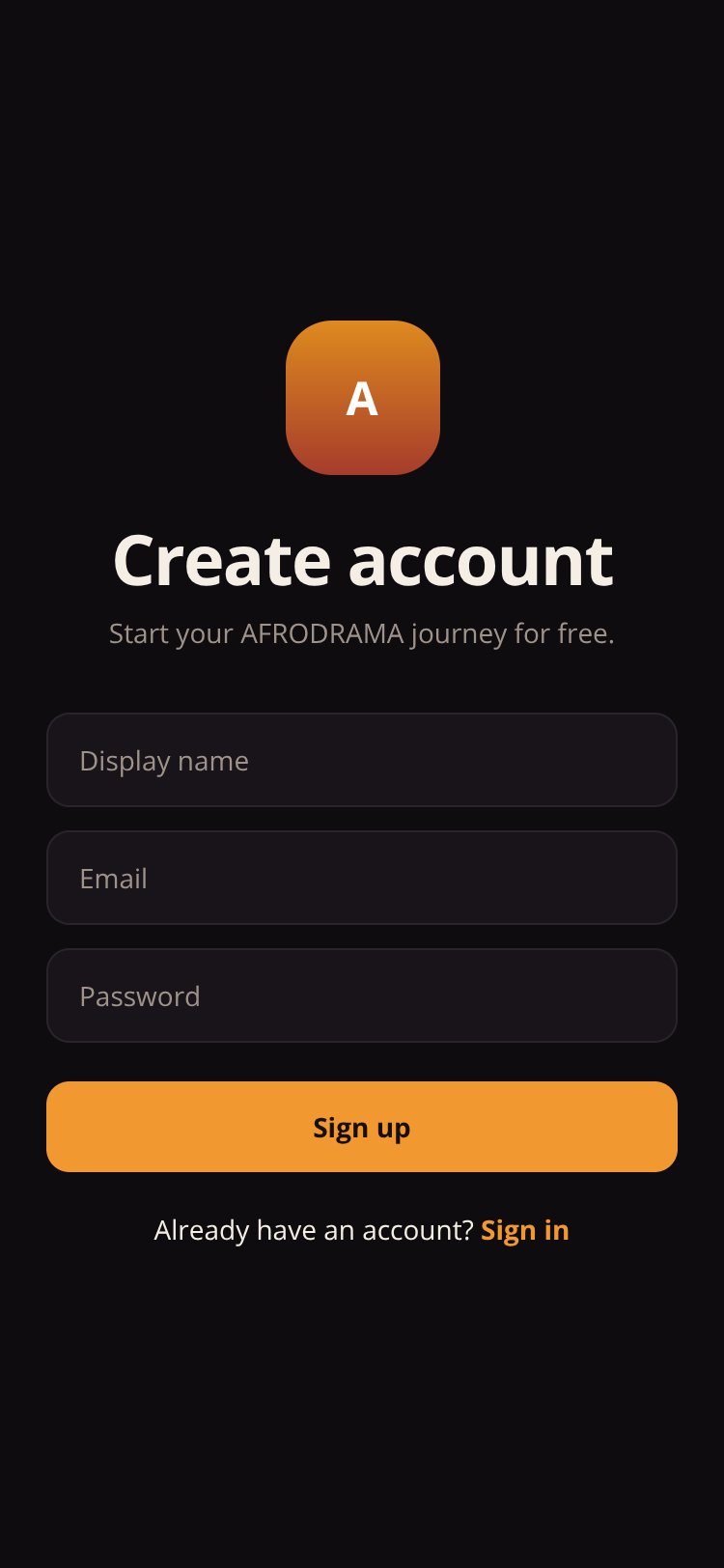 RapidNative App screen 1