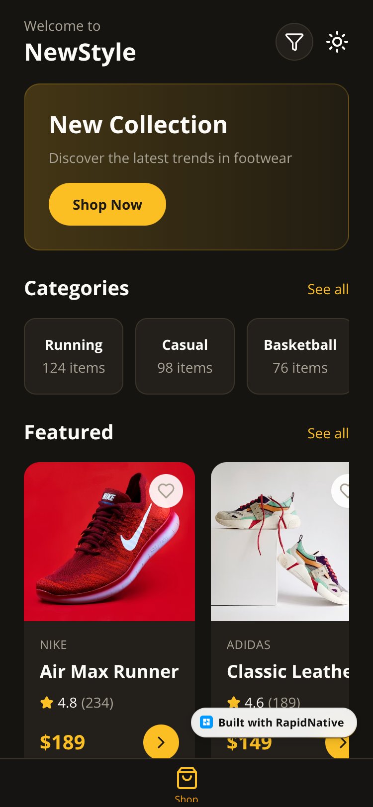 ShoeStore screen 1