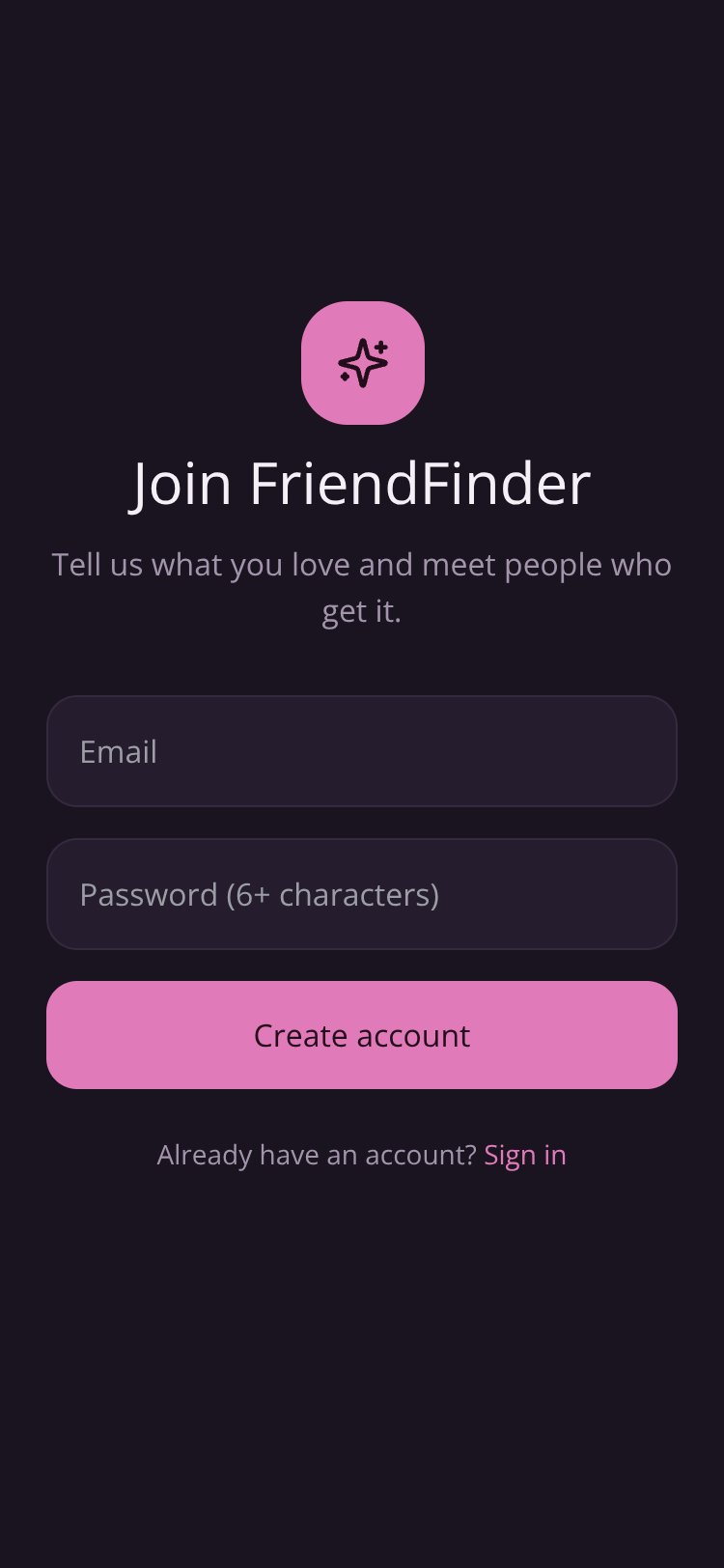 FriendFinder screen 1