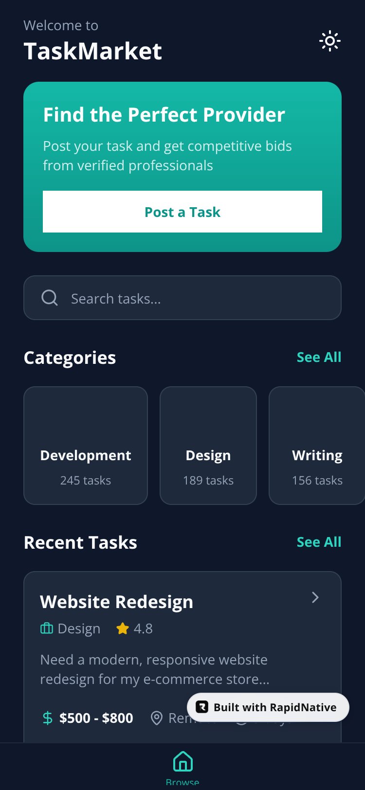 TaskBid screen 1