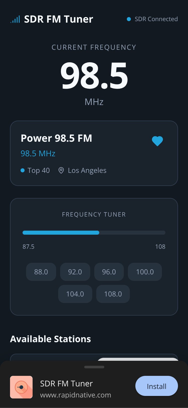 SDR FM Tuner screen 1