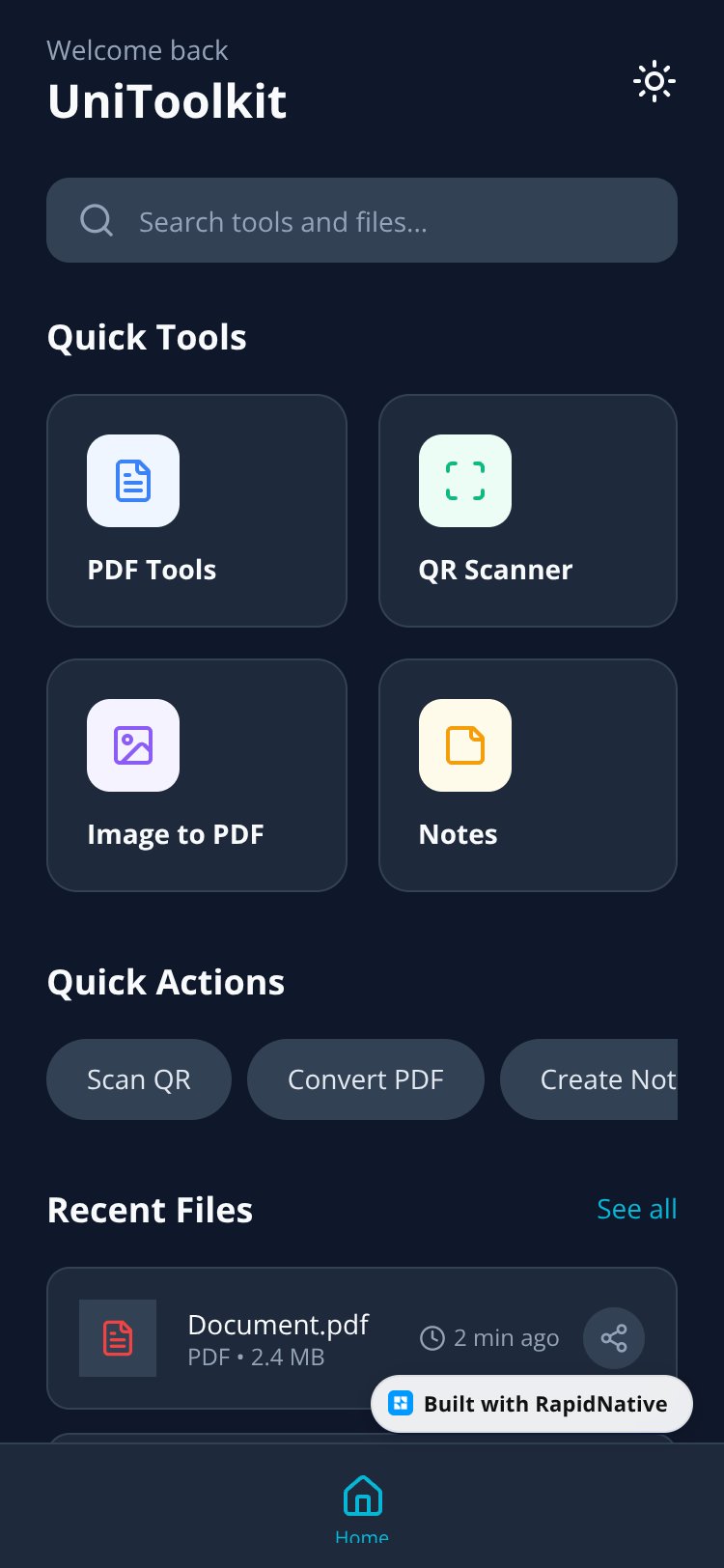 FitTrack screen 1