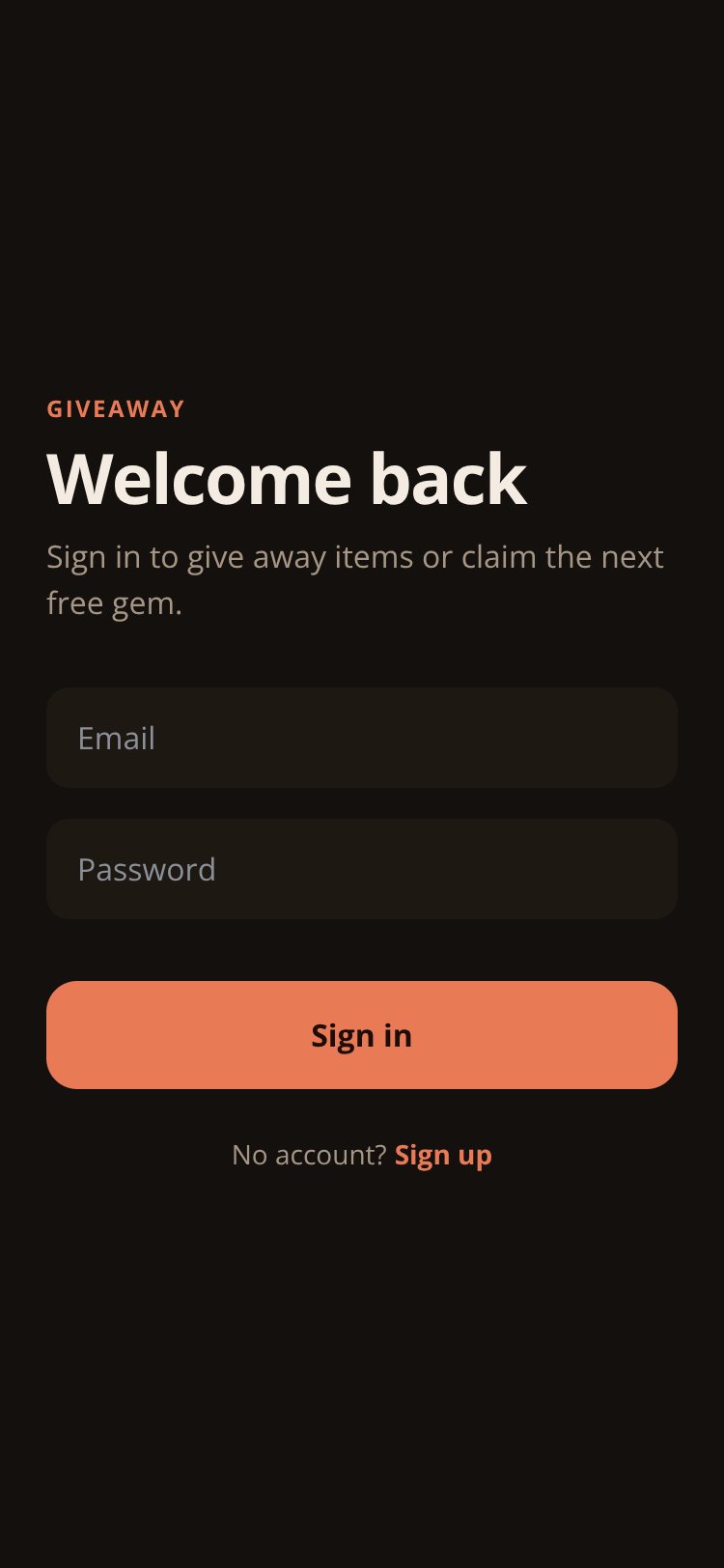 GiveAway screen 1