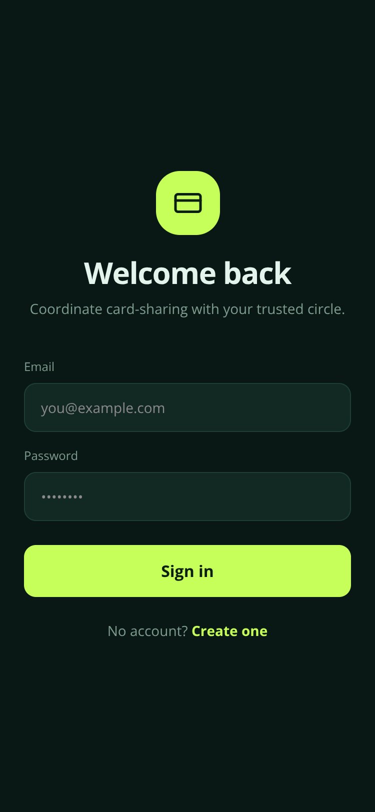 CardCircle screen 1