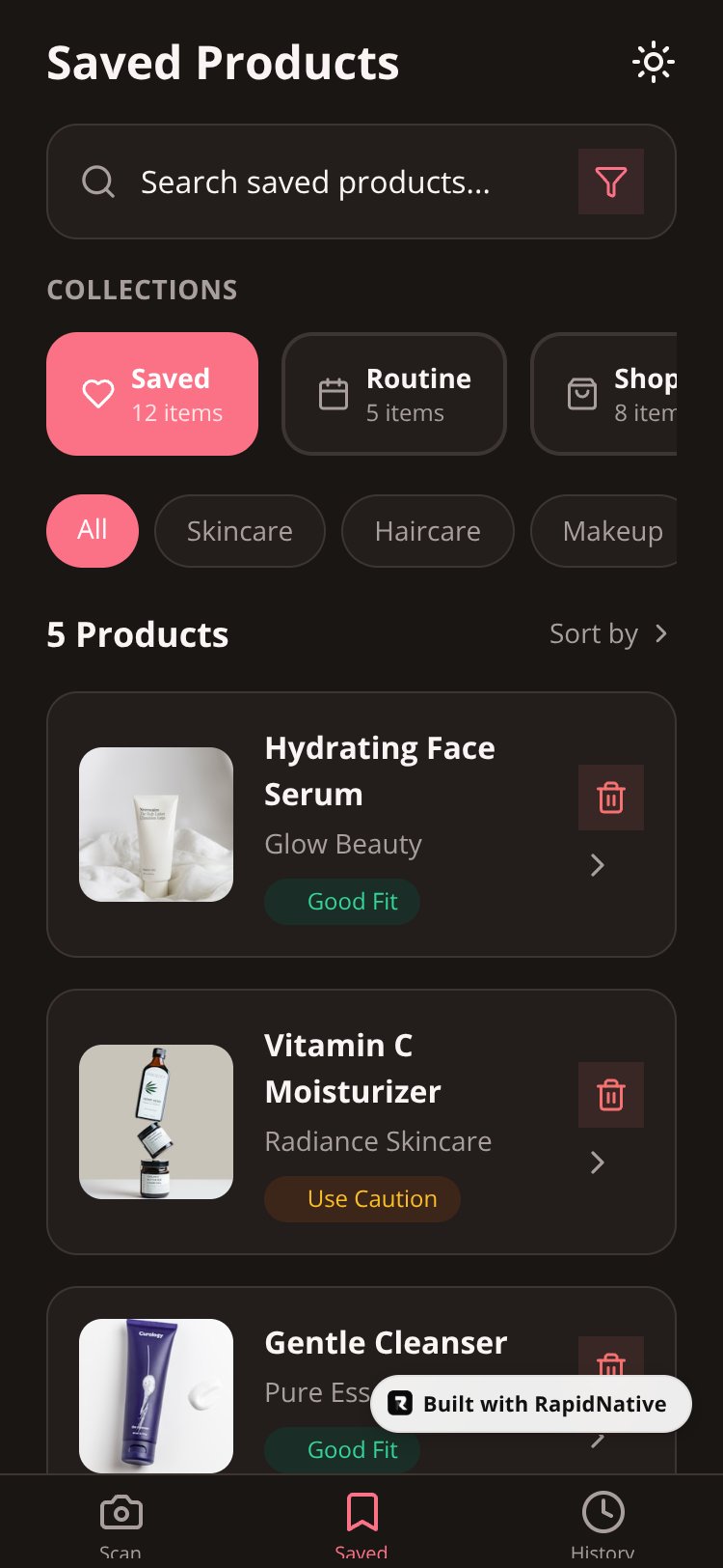 BeautyScan screen 1
