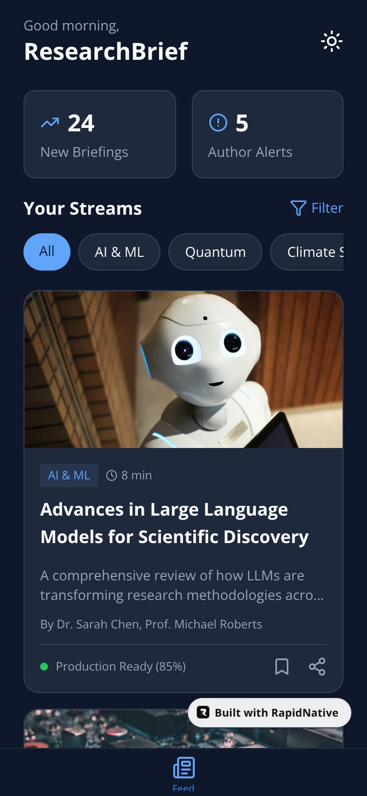 ResearchBrief screen 1