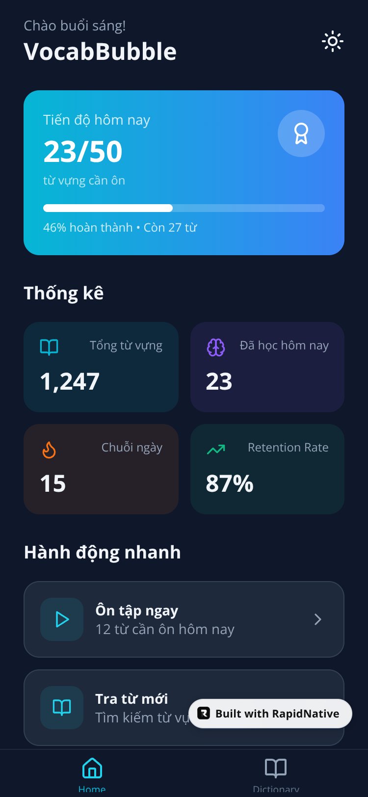 VocabBubble screen 1