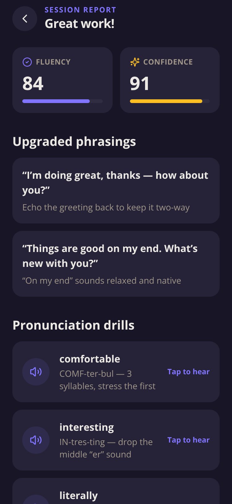 Speak Up screen 1