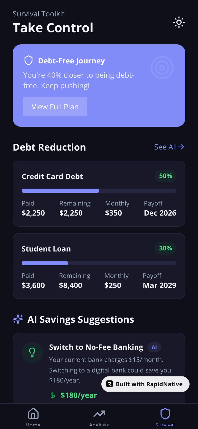 FinanceSurvivor screen 2