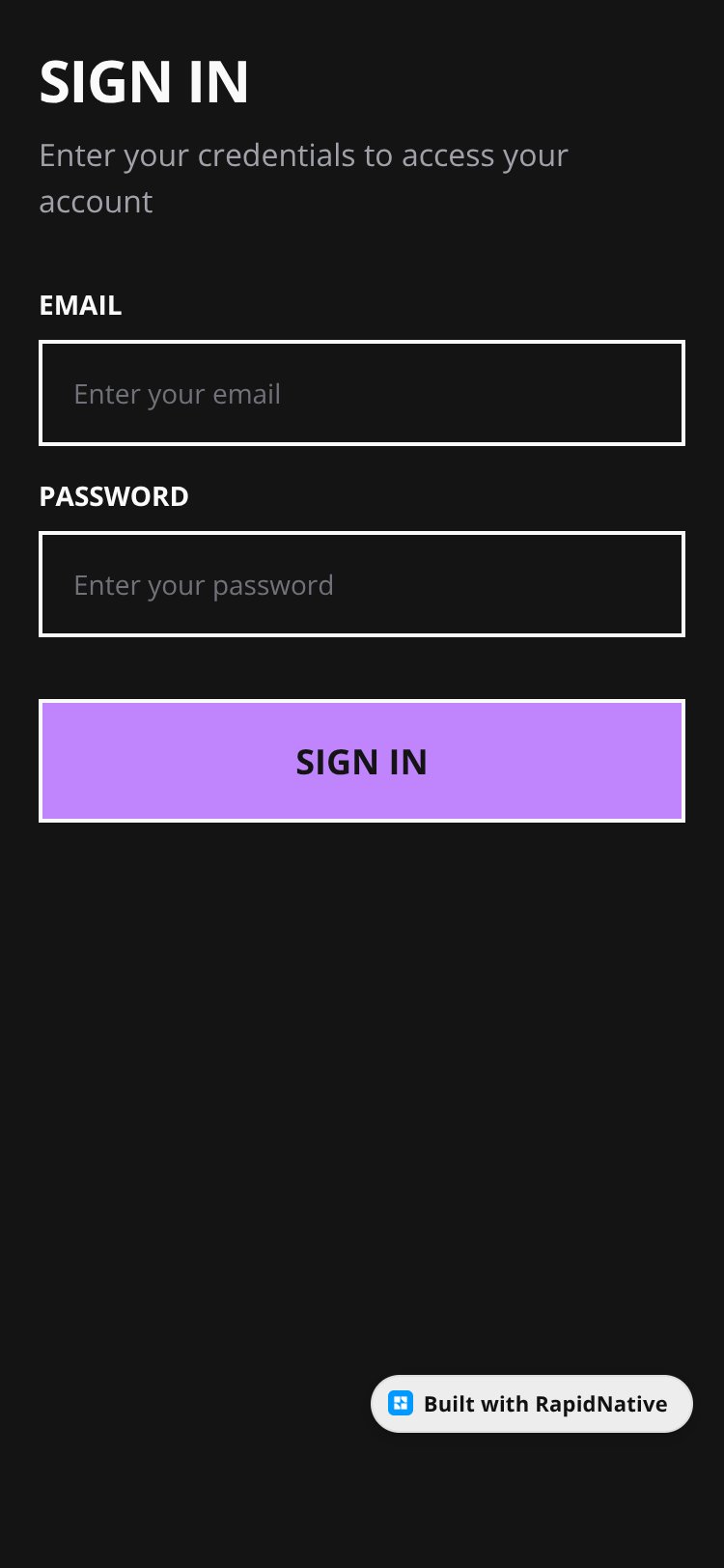RapidNative App screen 1