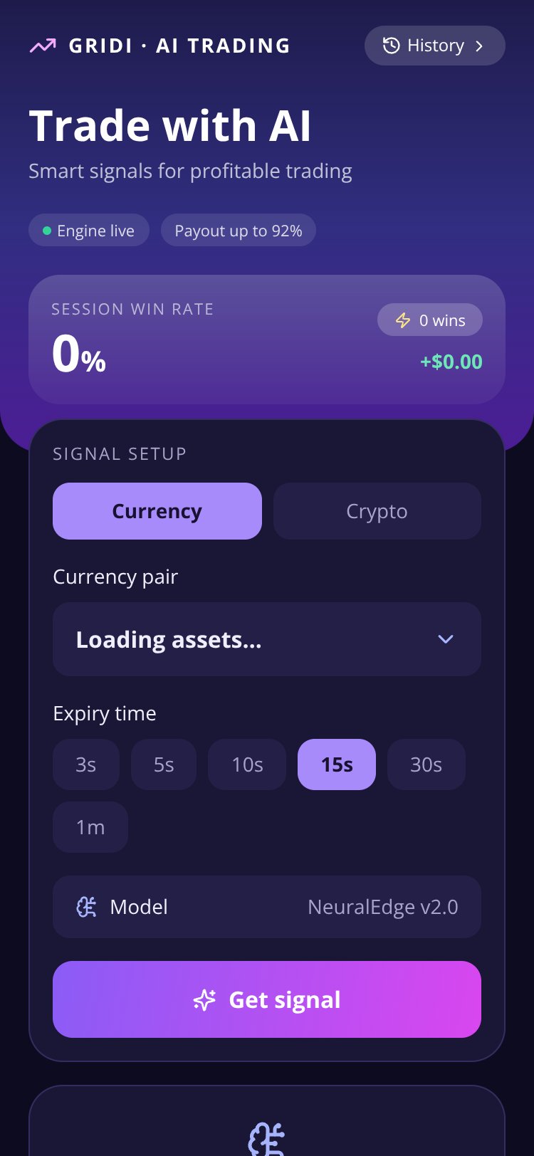 GRIDI AI Trading screen 2