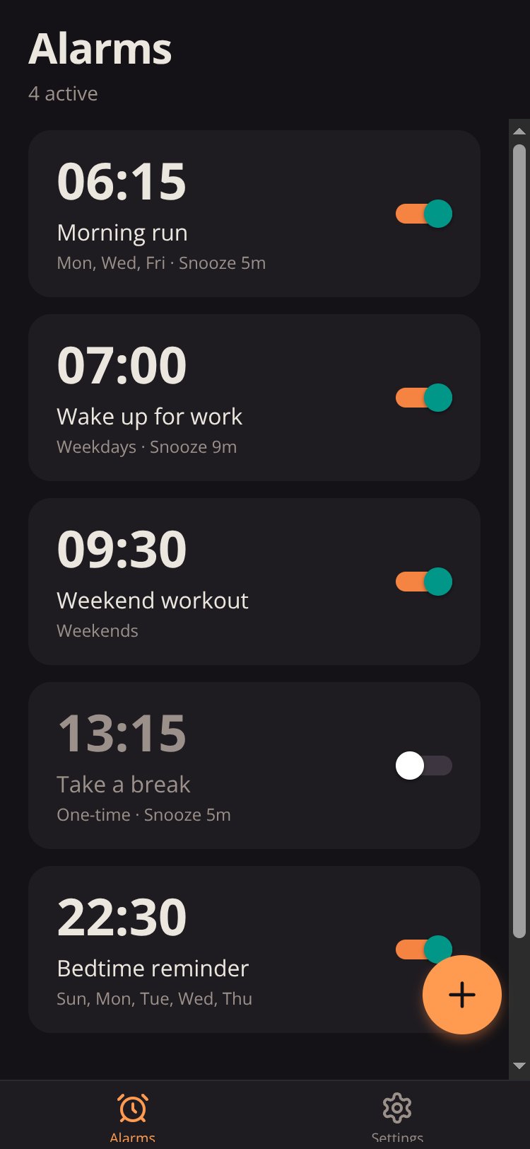 Alarm Clock screen 1