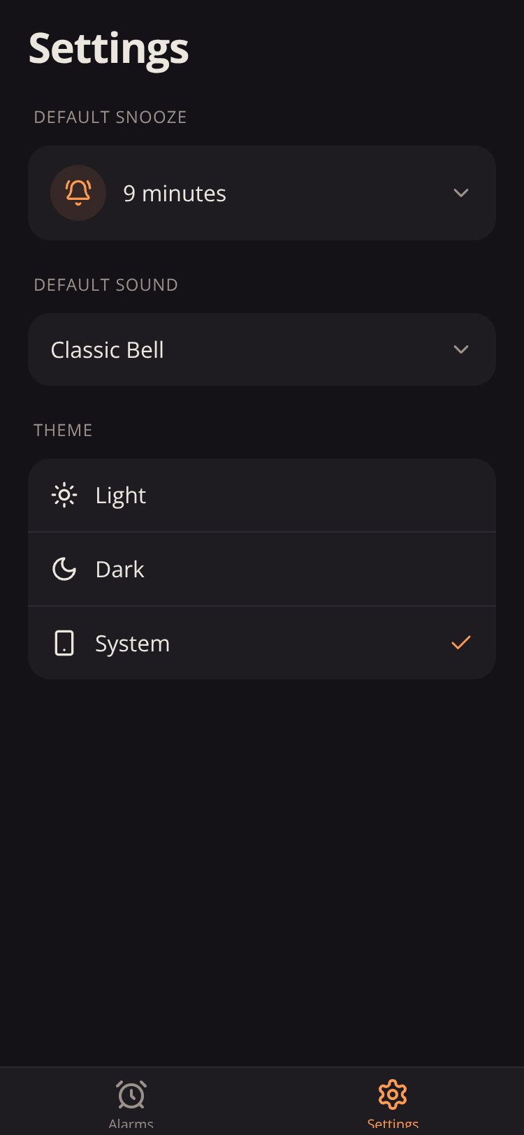 Alarm Clock screen 2