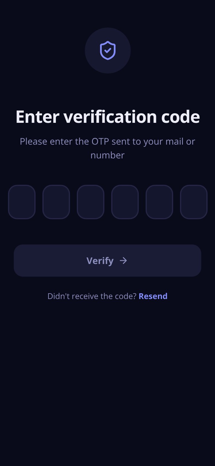 OTP Verify screen 1
