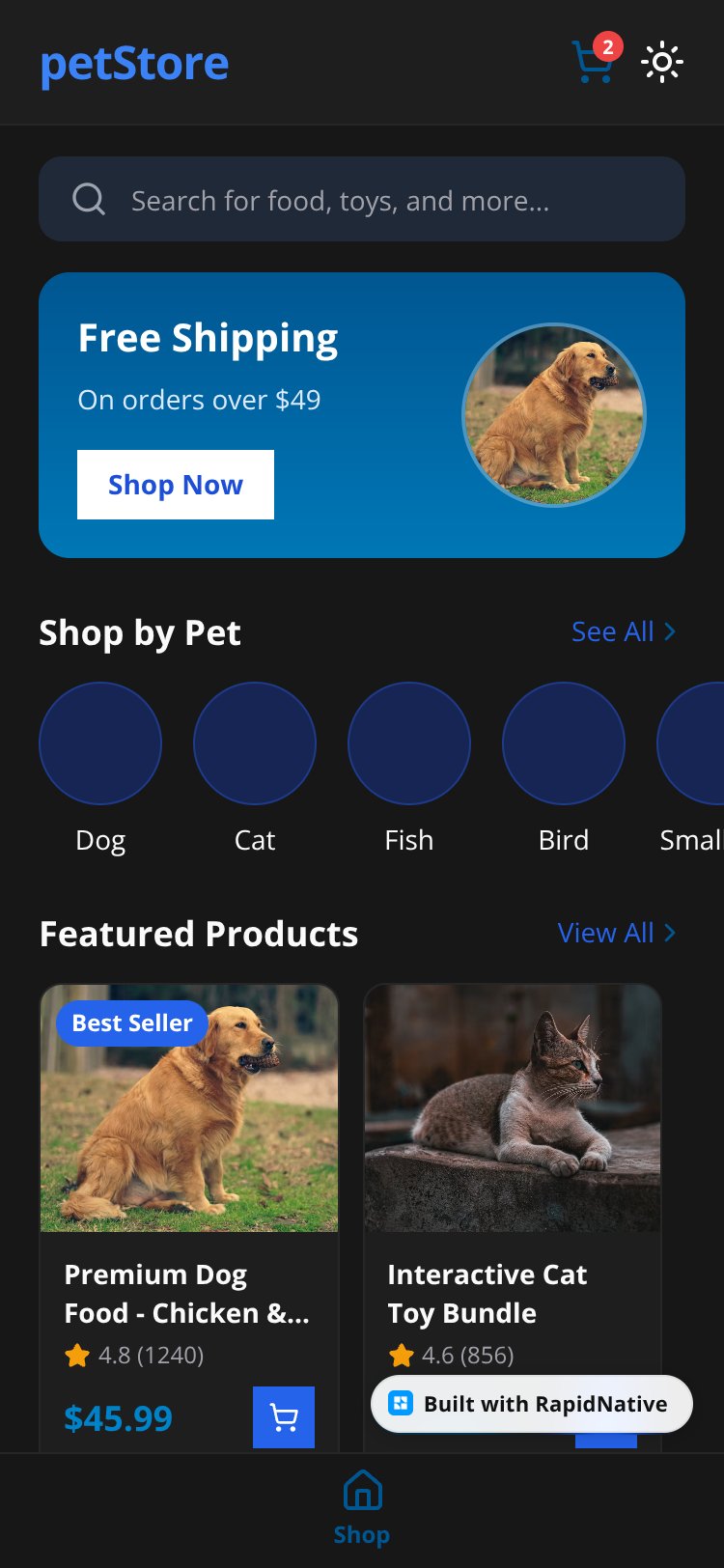PetShop screen 1