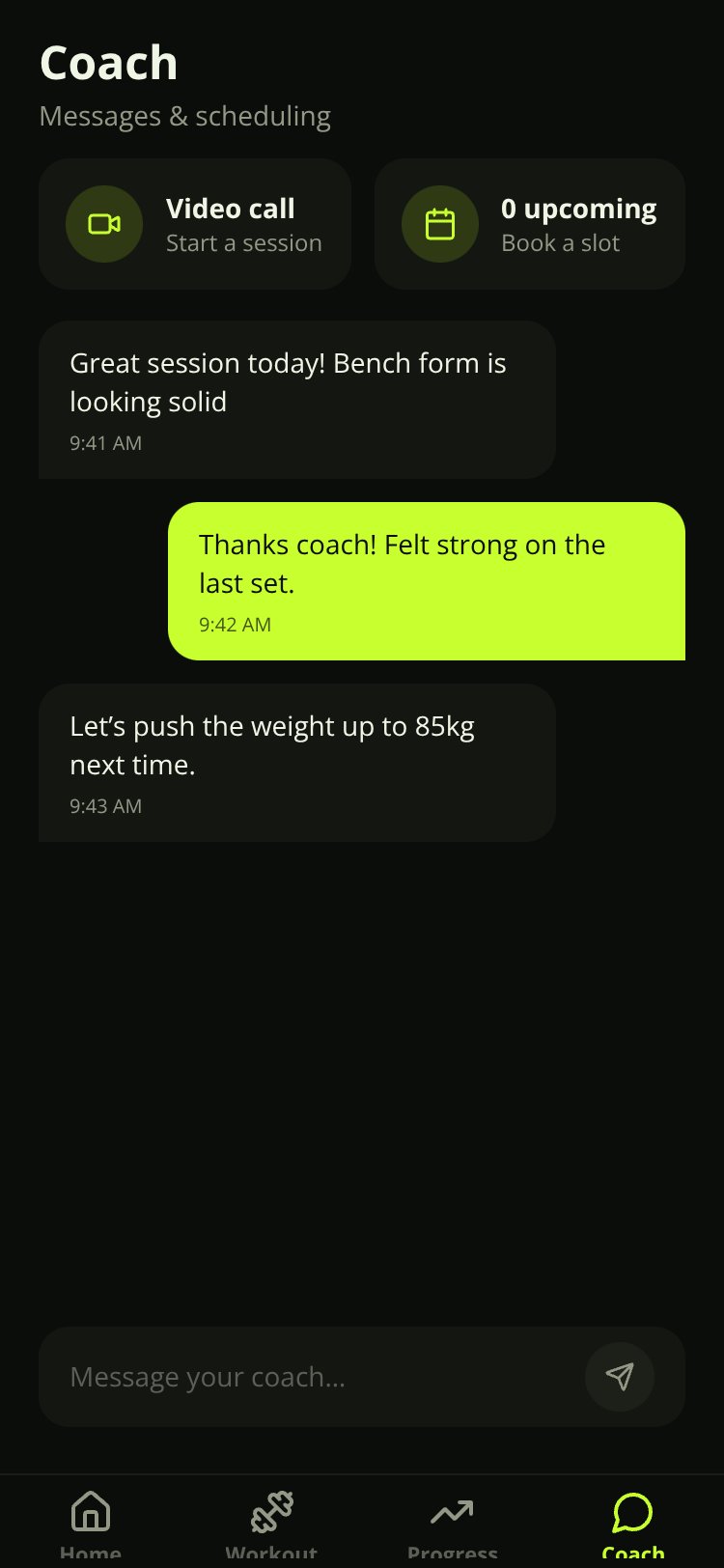 IronCoach screen 1