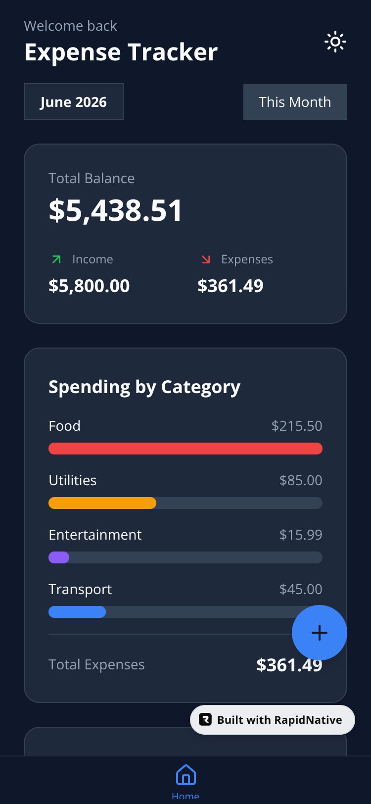 Expense Tracker screen 1