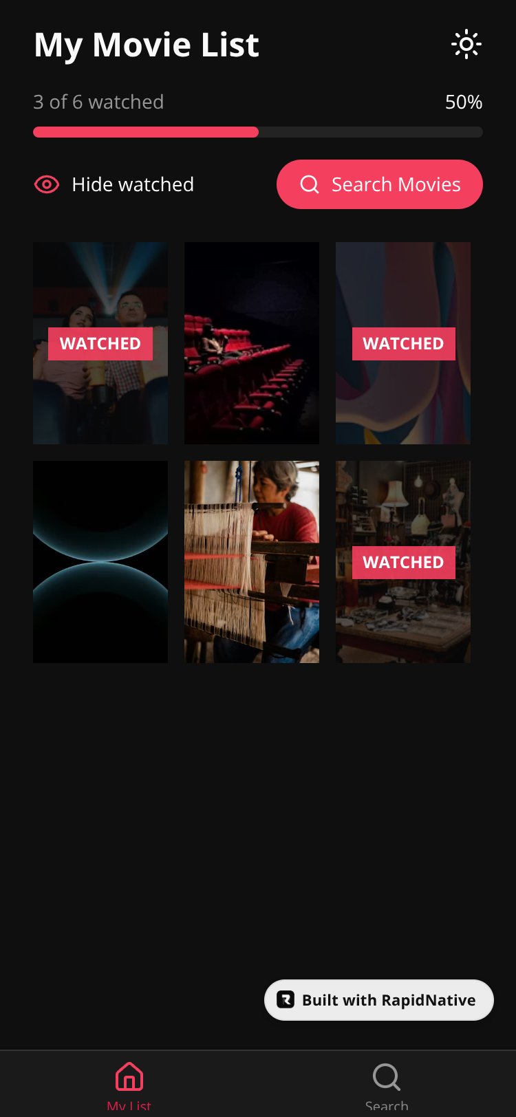 CineTrack screen 1