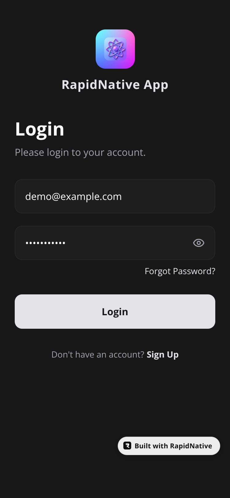 RapidNative App screen 1