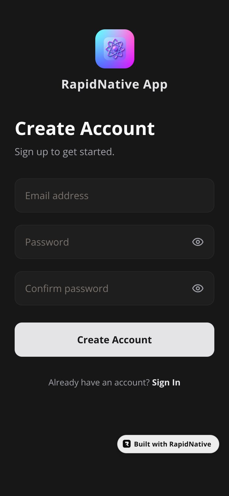 RapidNative App screen 2