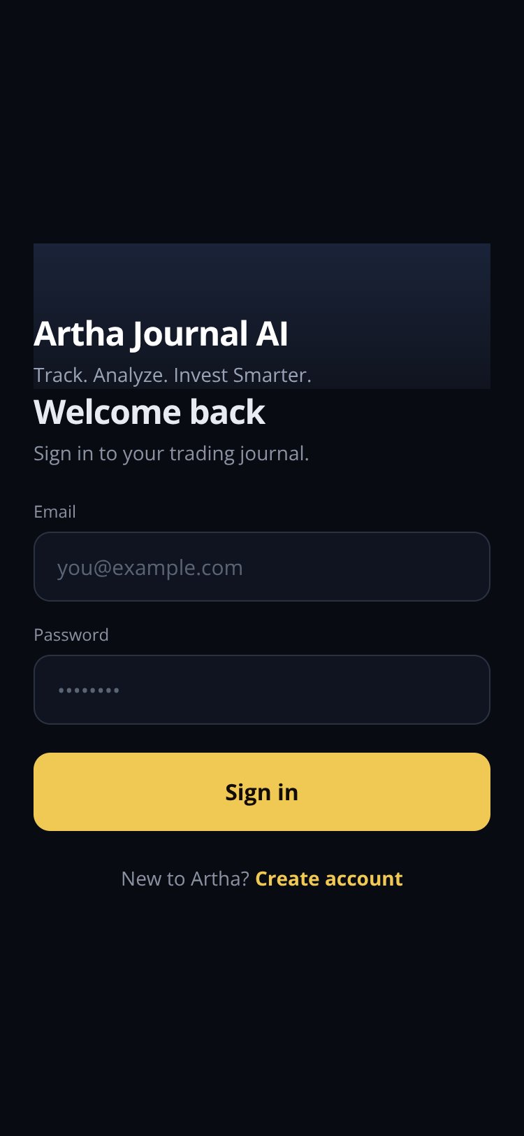 Artha Journal AI screen 1