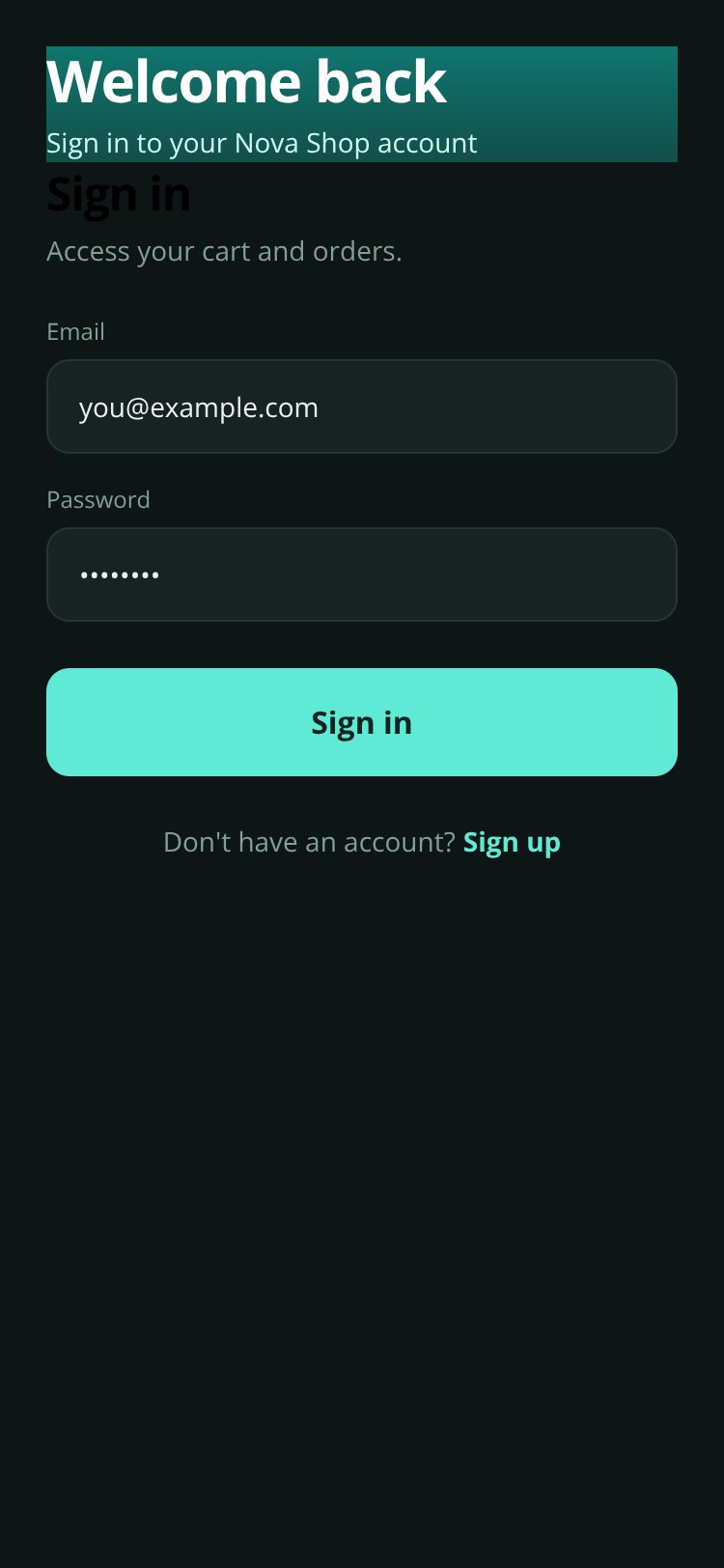 Nova Shop screen 1