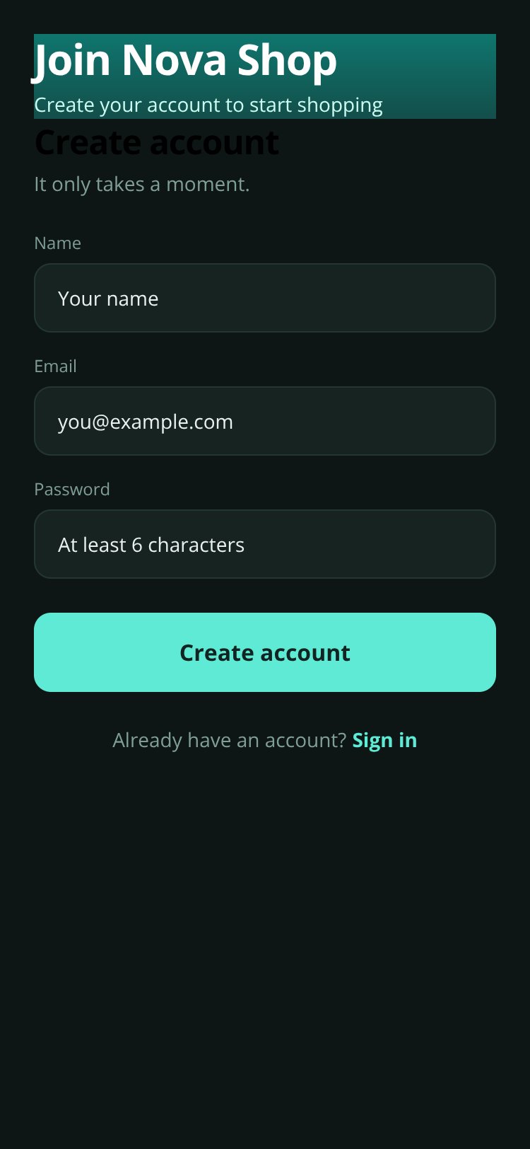 Nova Shop screen 2
