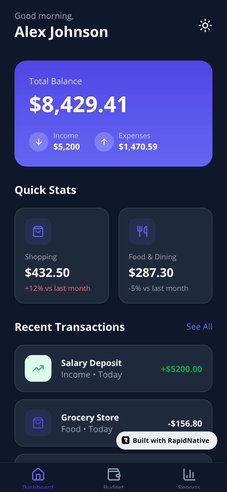 FinanceTracker screen 2