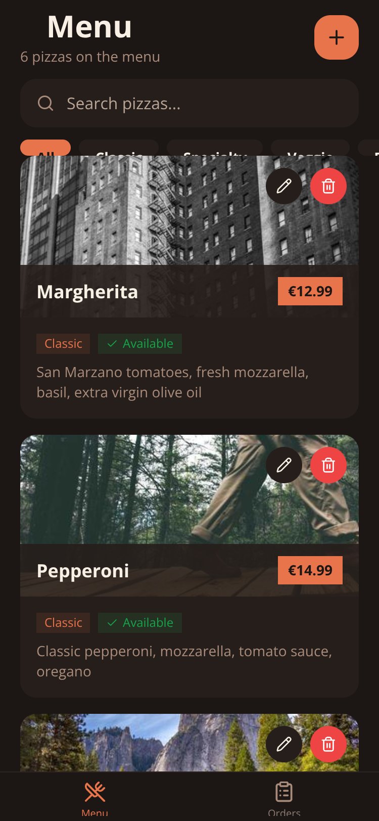 Pizzeria screen 1