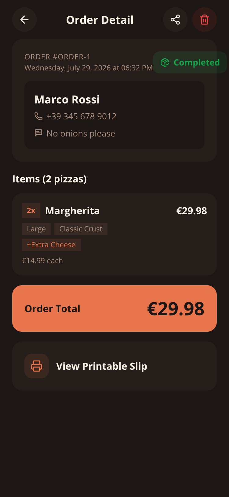 Pizzeria screen 3