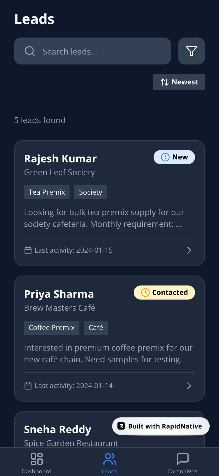 QuickCore screen 1