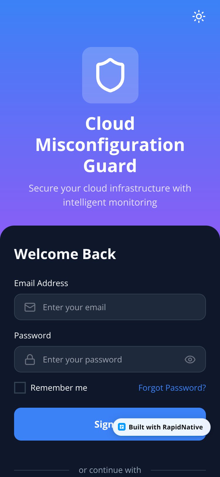 Cloud Misconfiguration Guard (CMG) screen 1