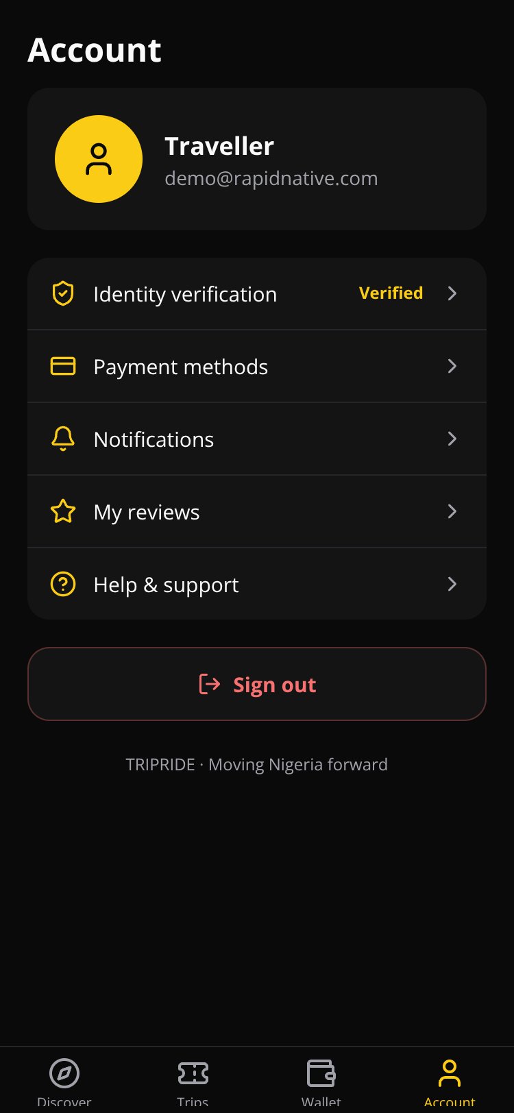 TRIPRIDE screen 2